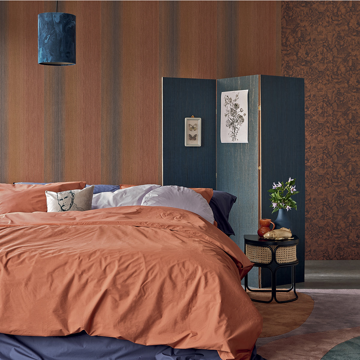 Auguste Copper Floral Wallpaper - Brewster Wallcovering