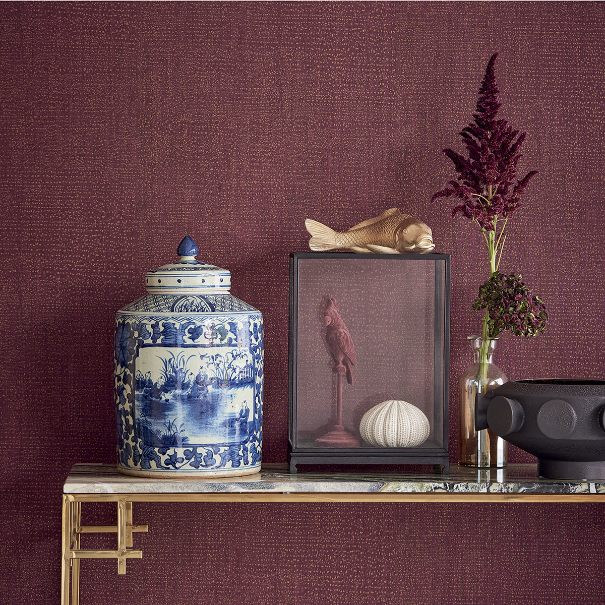 Fransisco Maroon Abstract Dots Wallpaper - Brewster Wallcovering