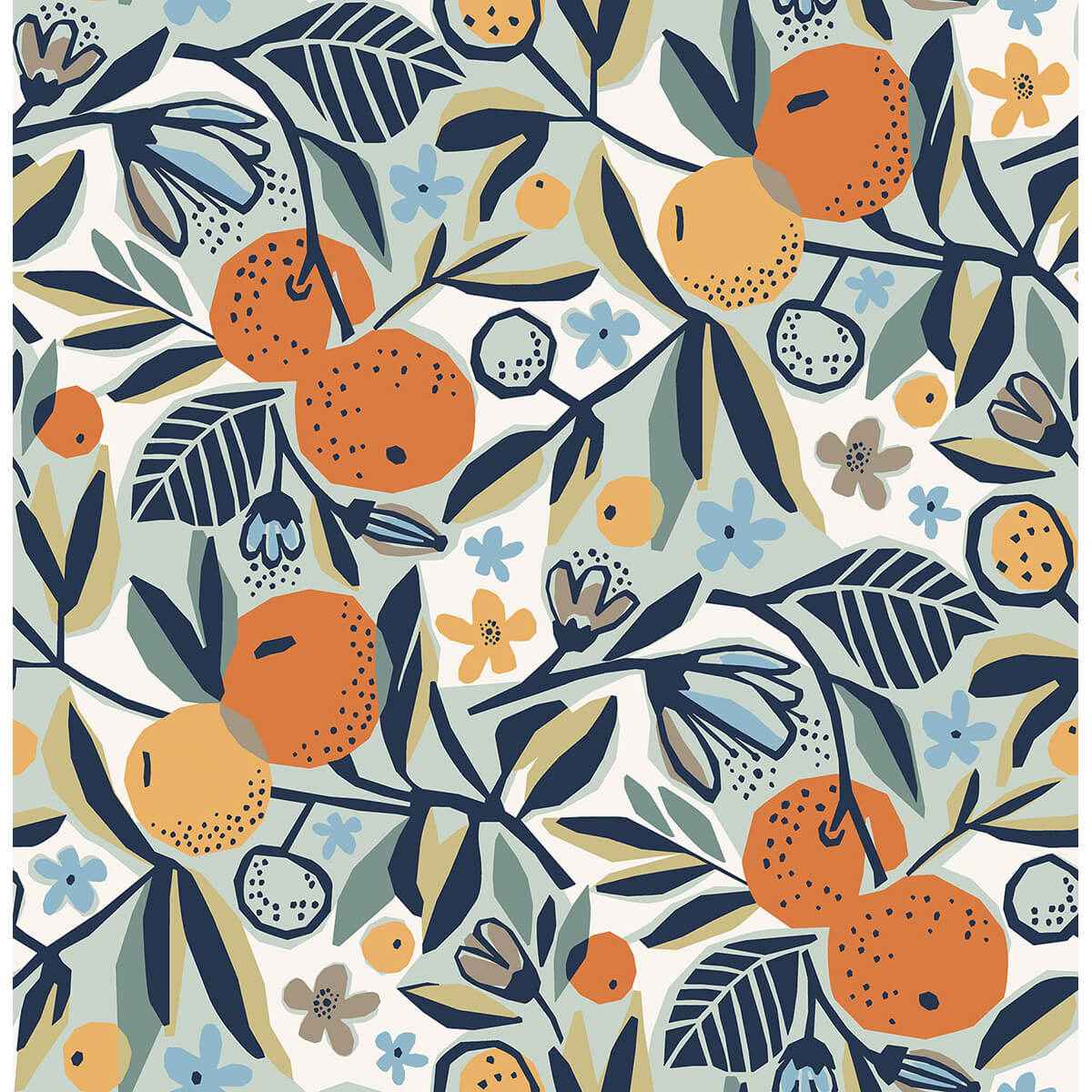 Navy Clementine Garden Peel and Stick Wallpaper - York Wallcoverings - PLS4199
