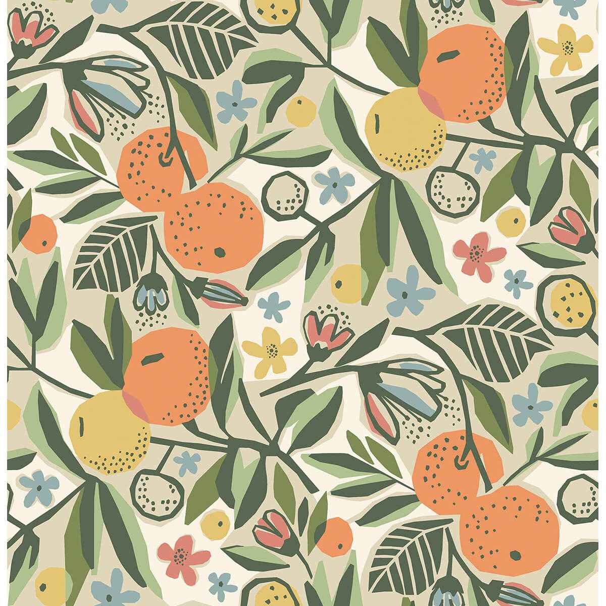 Ochre Clementine Garden Peel and Stick Wallpaper - York Wallcoverings - PLS4200