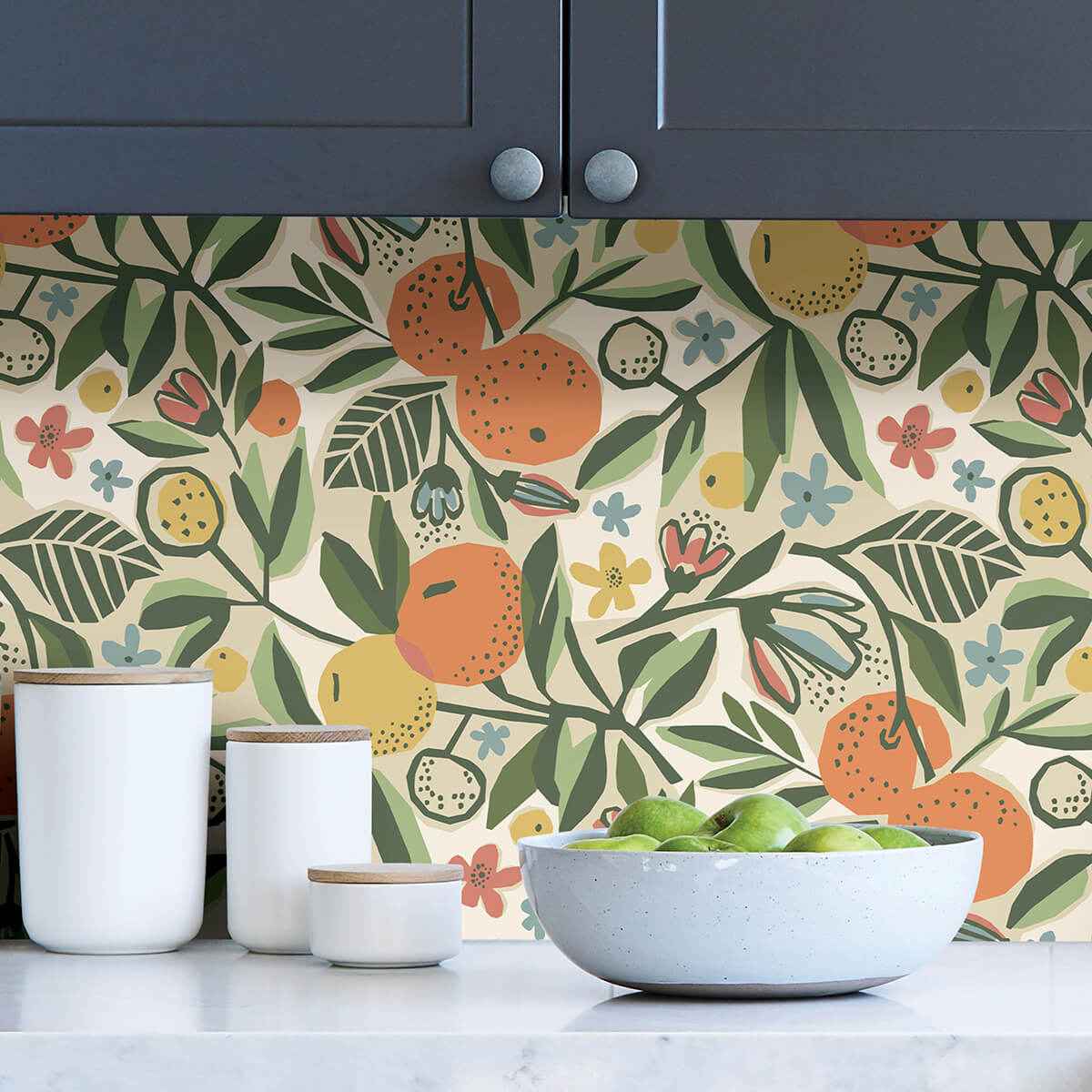 Ochre Clementine Garden Peel and Stick Wallpaper - York Wallcoverings - PLS4200 - York Wallcoverings Wallpaper