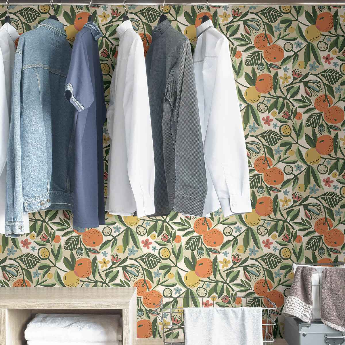 Ochre Clementine Garden Peel and Stick Wallpaper - York Wallcoverings - PLS4200 - York Wallcoverings Wallpaper