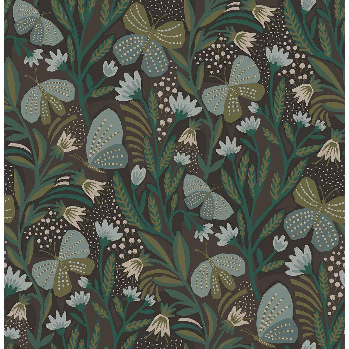 Chocolate Papillon Flutter Peel & Stick - York Wallcoverings - PLS4202