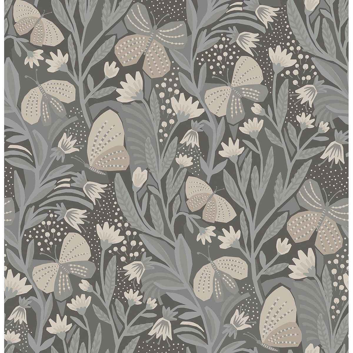 Blue Gray Papillon Flutter Peel & Stick - York Wallcoverings - PLS4203