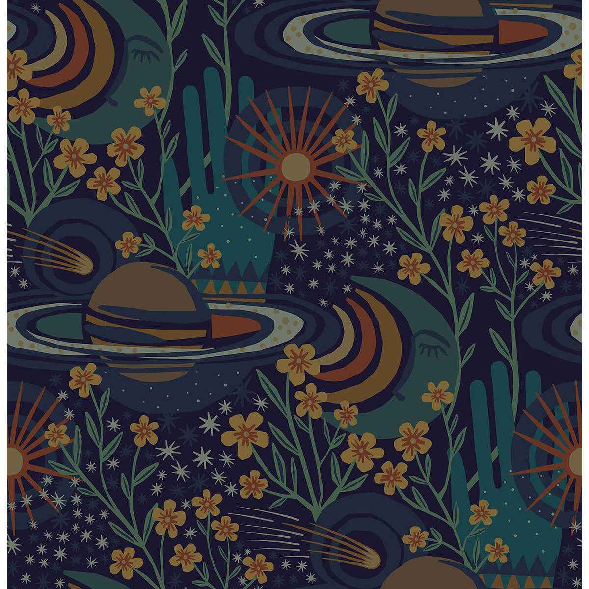 Navy Ethereal Cosmos Peel and Stick Wallpaper - York Wallcoverings - PLS4208
