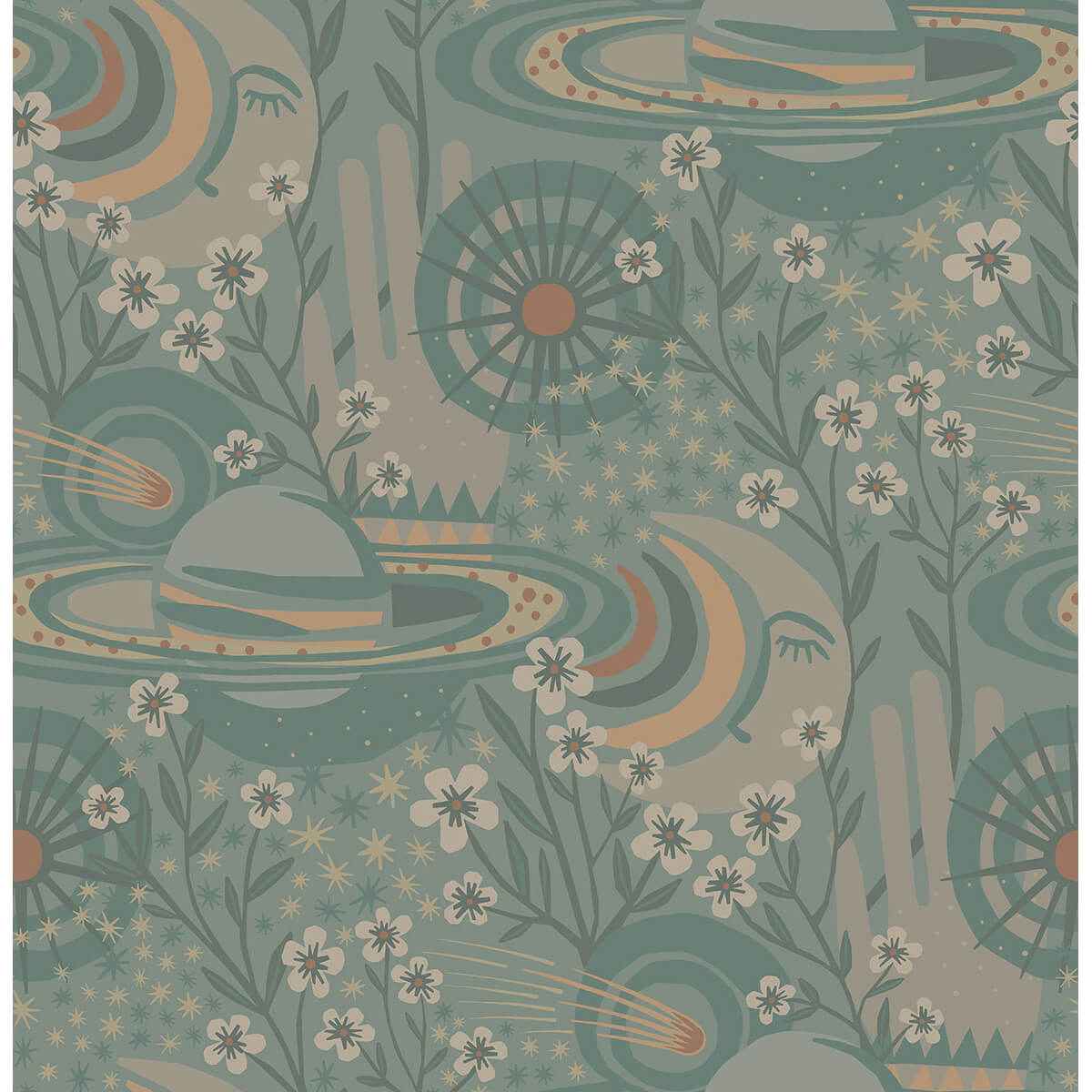 Teal Ethereal Cosmos Peel and Stick Wallpaper - York Wallcoverings - PLS4209 - York Wallcoverings Wallpaper