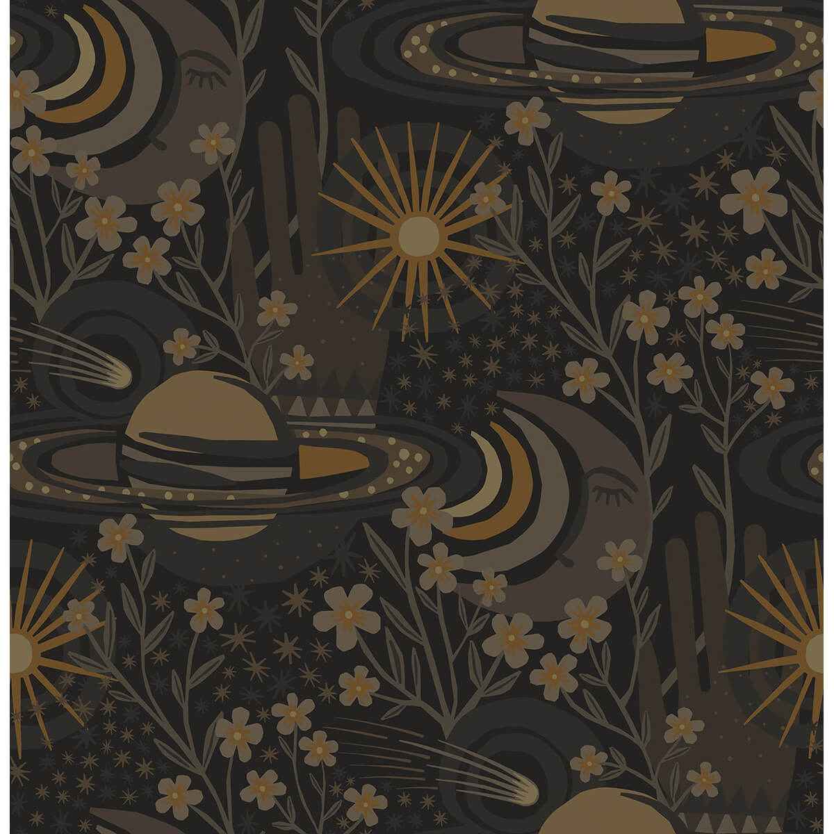 Black Ethereal Cosmos Peel and Stick Wallpaper - York Wallcoverings - PLS4210