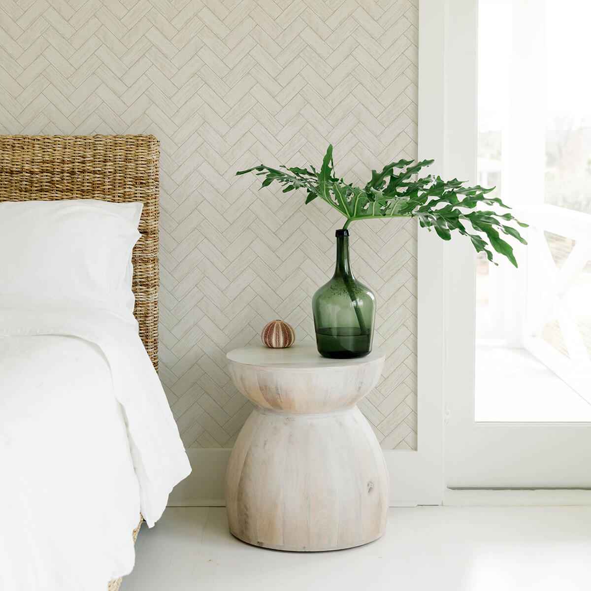 Kaliko White Wood Herringbone Wallpaper - York Wallcoverings - 3122-10100 - York Wallcoverings Wallpaper