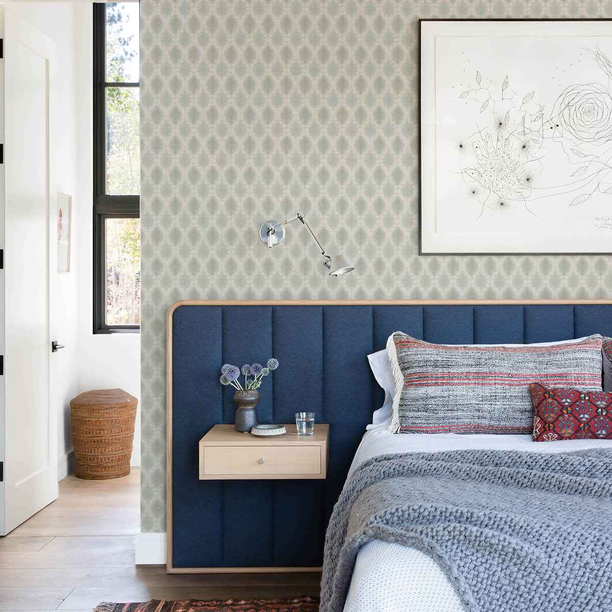 Mombi Teal Diamond Shibori Wallpaper - York Wallcoverings - 3122-10304 - York Wallcoverings Wallpaper