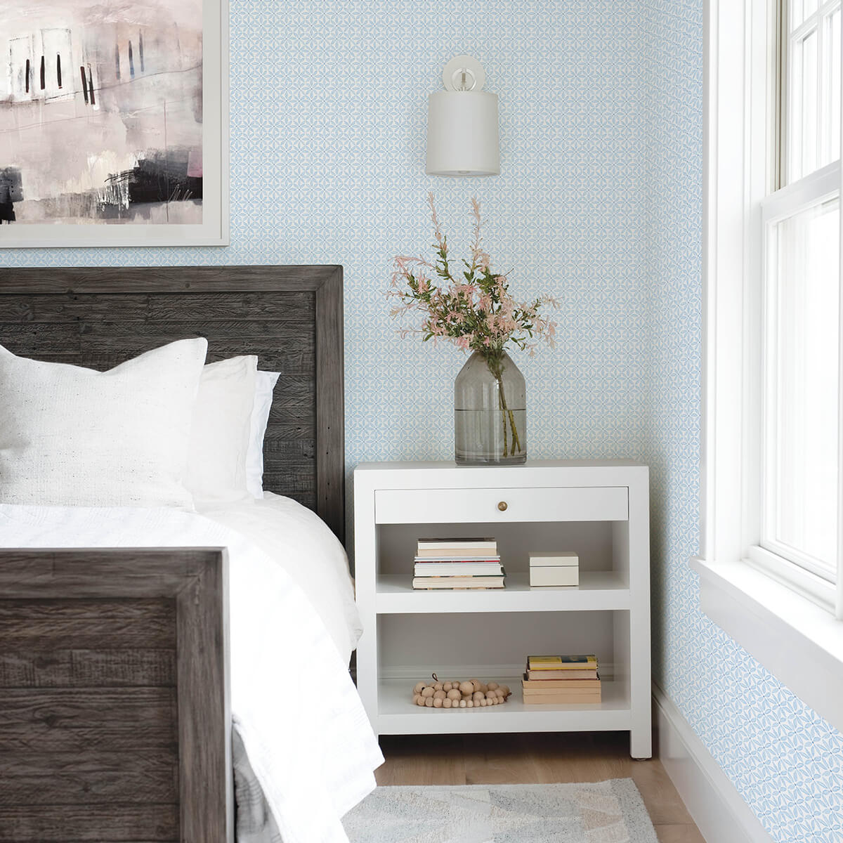 jellia-blue-petal-geometric-wallpaper-york-wallcoverings-3122-10602 - York Wallcoverings Wallpaper