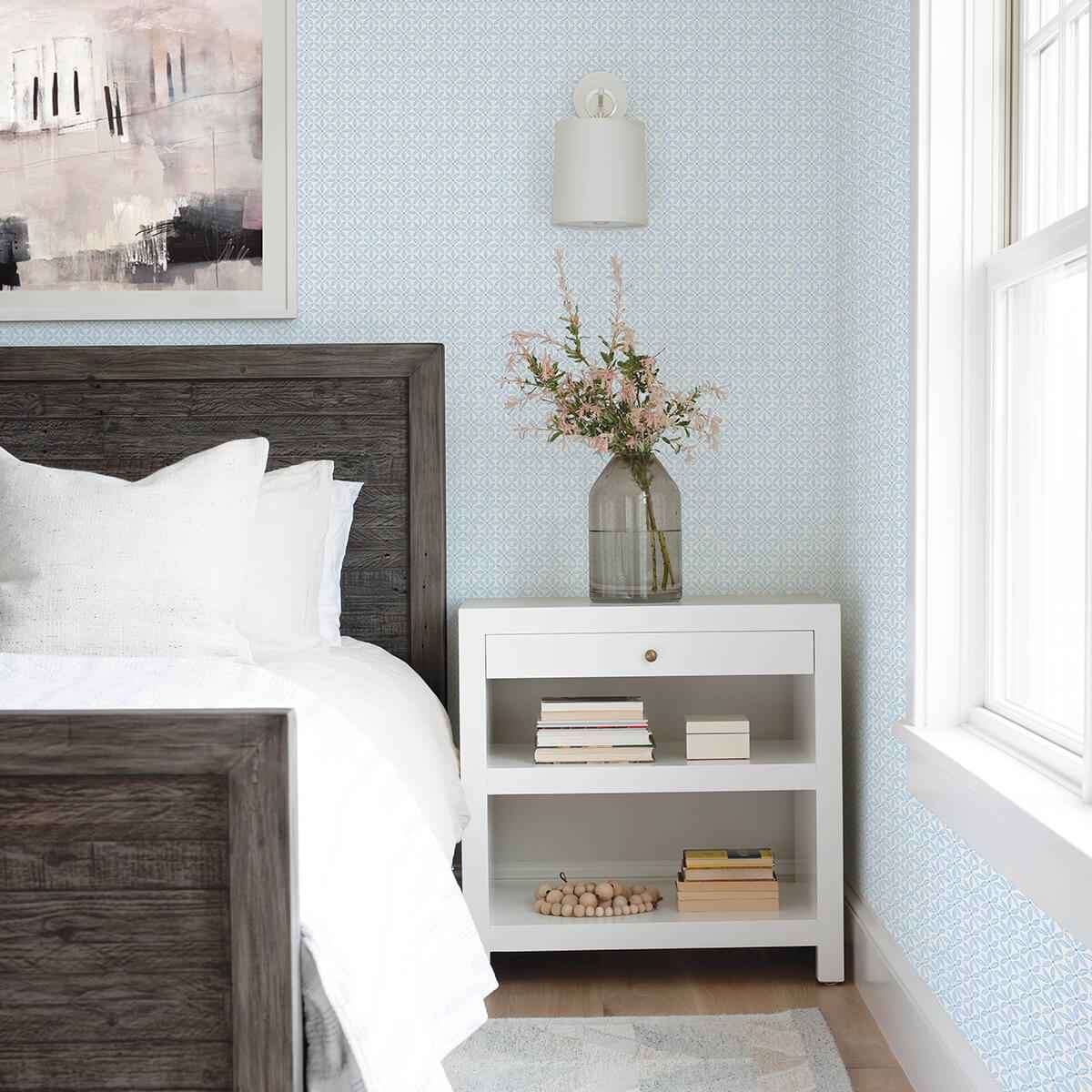 Jellia Blue Petal Geometric Wallpaper - York Wallcoverings - 3122-10602 - York Wallcoverings Wallpaper