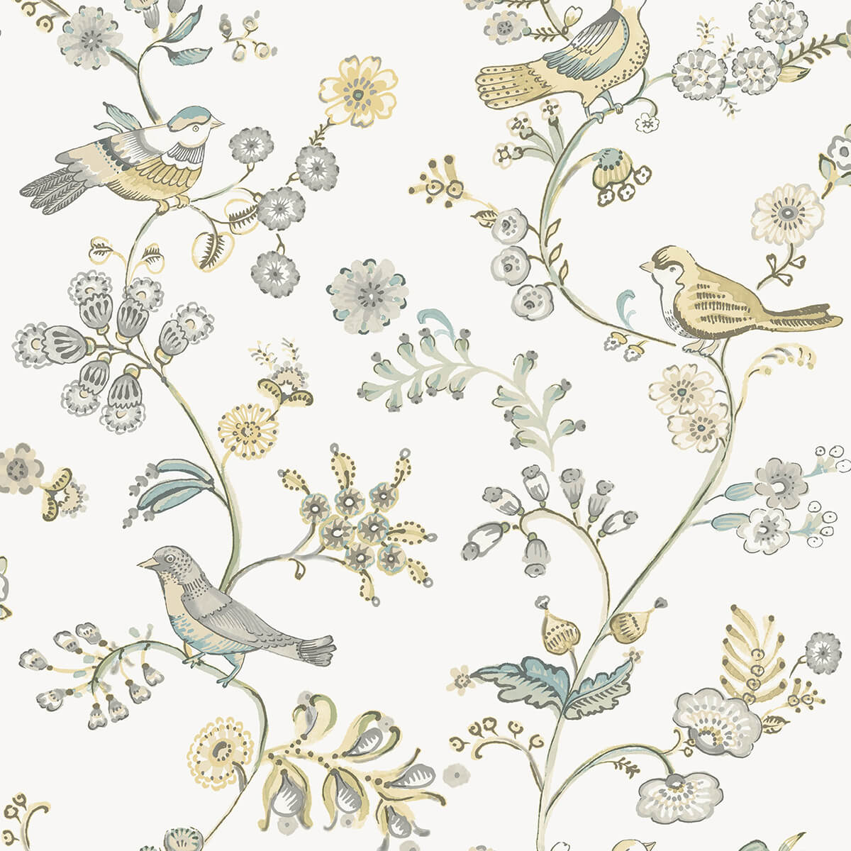 jinjur-light-yellow-bird-trail-wallpaper-york-wallcoverings-3122-10800 - York Wallcoverings Papel pintado