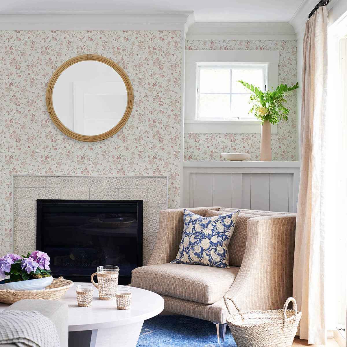 Glinda Rose Floral Trail Wallpaper - York Wallcoverings - 3122-10908 - York Wallcoverings Wallpaper