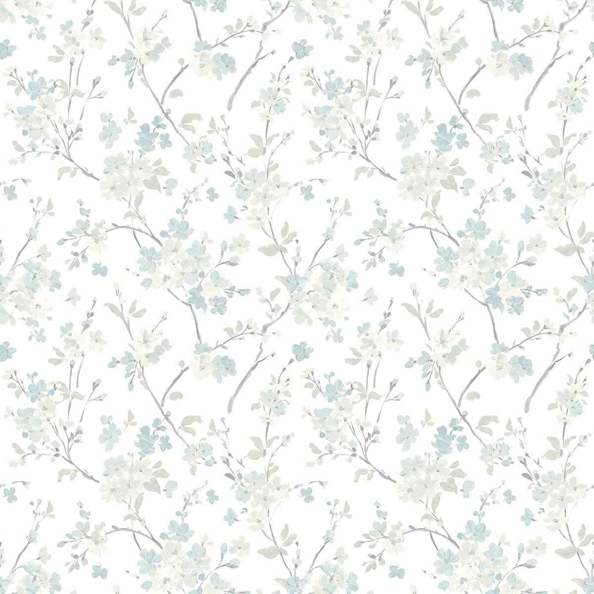 Glinda Aqua Floral Trail Wallpaper - York Wallcoverings - 3122-10910