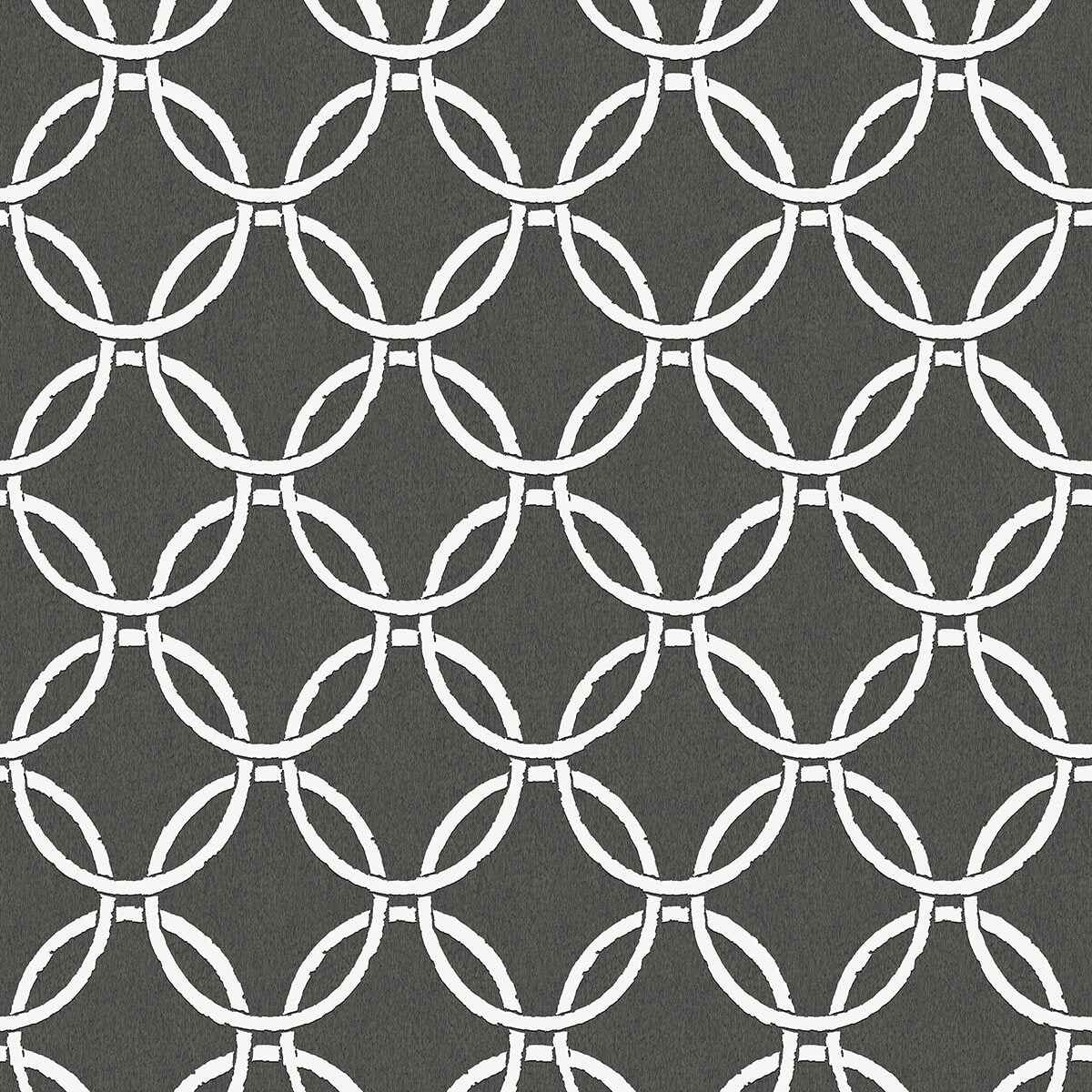Quelala Black Ring Ogee Wallpaper - York Wallcoverings - 3122-11000