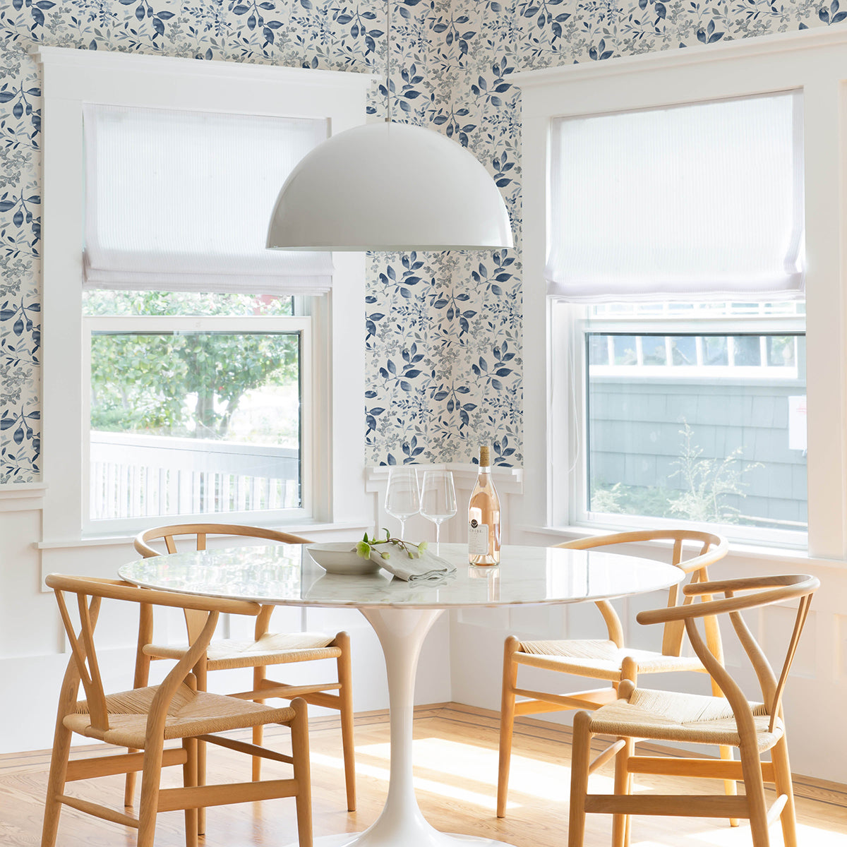 Tinker Navy Woodland Botanical Wallpaper  | Brewster Wallcovering - The WorkRm