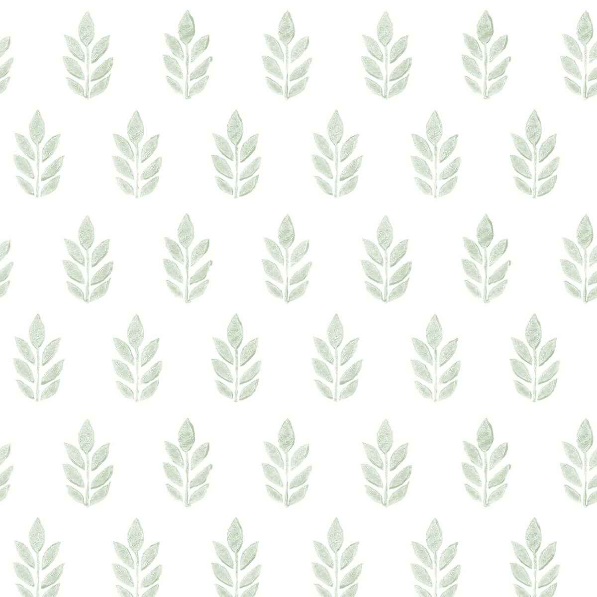 Ervic Green Leaf Block Print Wallpaper - York Wallcoverings - 3122-11304 - York Wallcoverings Wallpaper