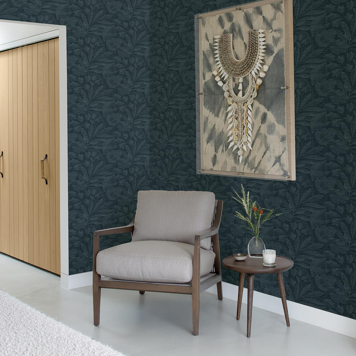 lei-navy-etched-leaves-wallpaper-york-wallcoverings-2971-86153 - York Wallcoverings Wallpaper
