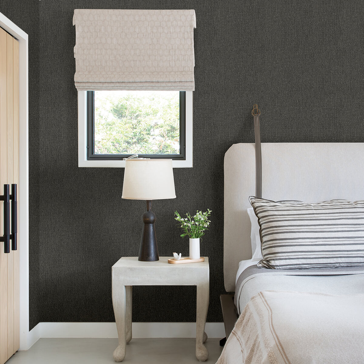 sydney-charcoal-faux-linen-wallpaper-york-wallcoverings-2971-86305 - York Wallcoverings Wallpaper