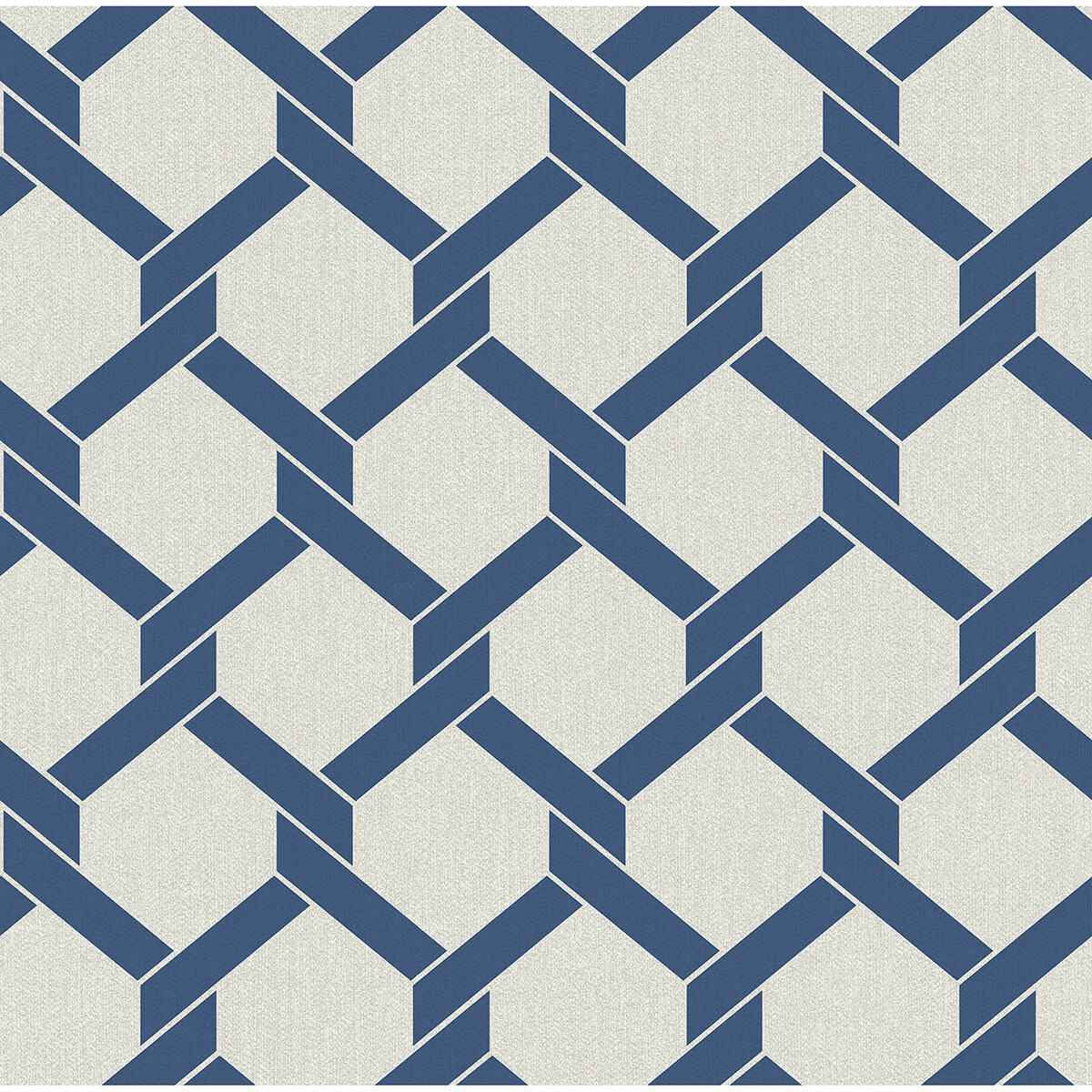 Payton Blue Hexagon Trellis Wallpaper - York Wallcoverings - 2971-86308 - York Wallcoverings Wallpaper