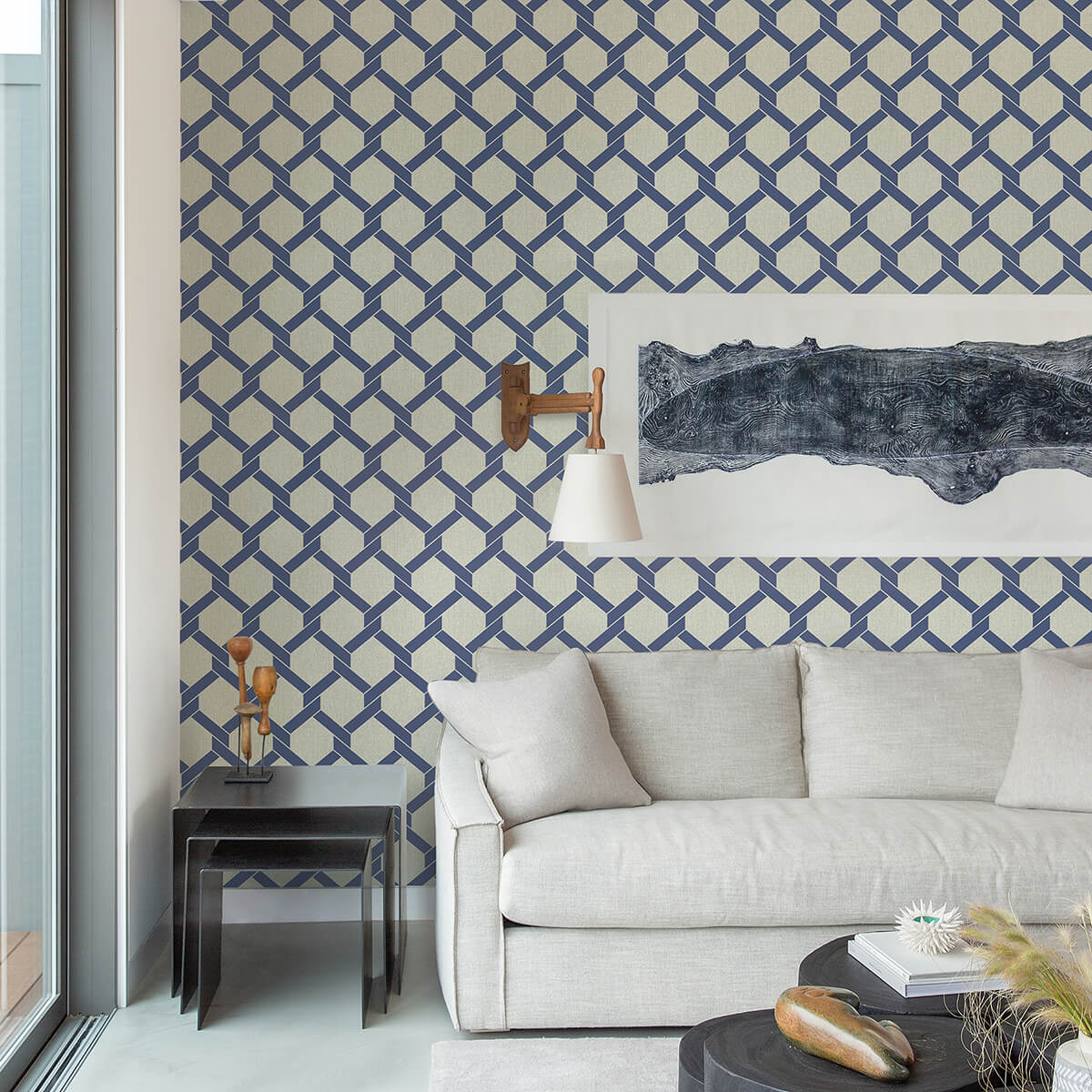 payton-blue-hexagon-trellis-wallpaper-york-wallcoverings-2971-86308 - York Wallcoverings Wallpaper