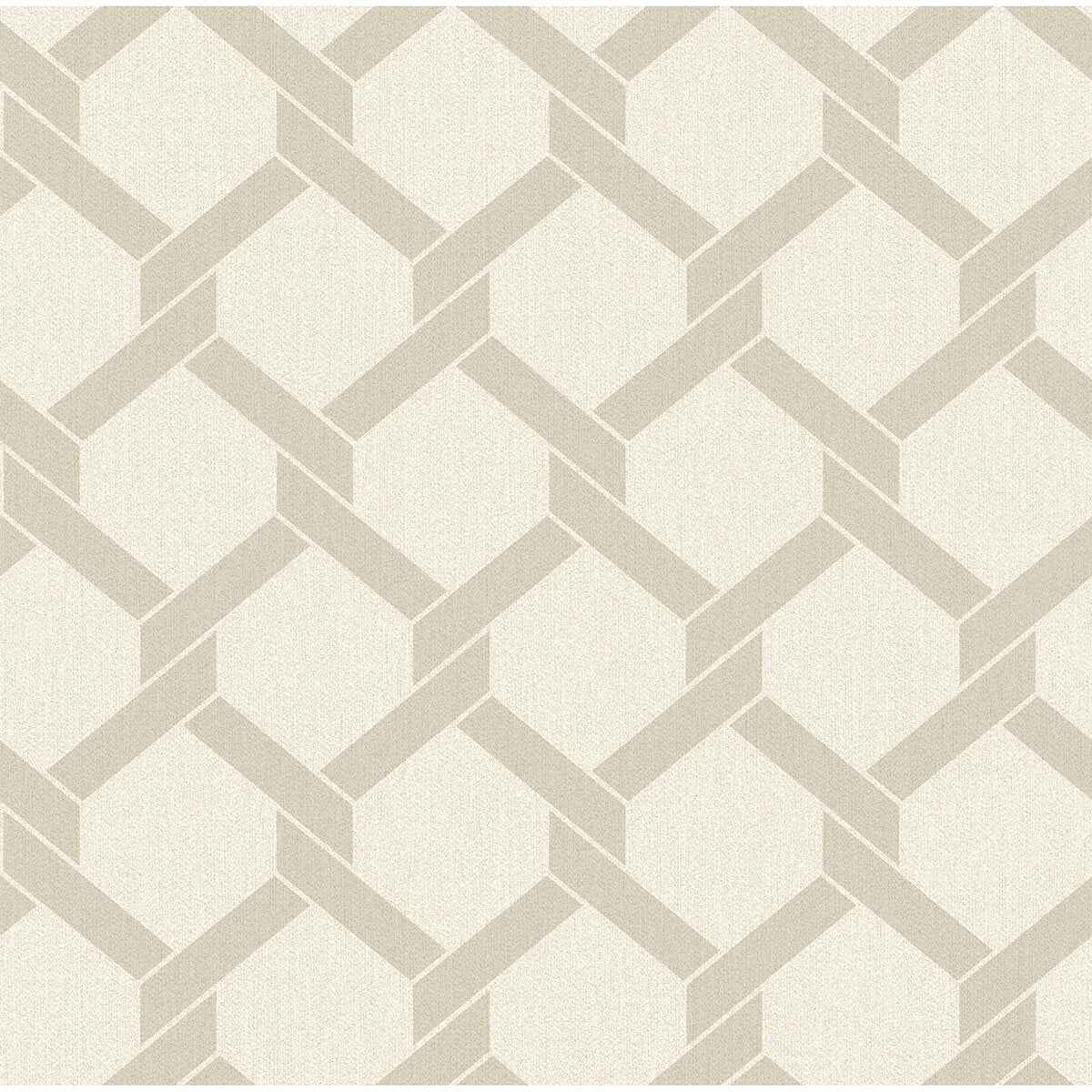 Payton Beige Hexagon Trellis Wallpaper - York Wallcoverings - 2971-86311