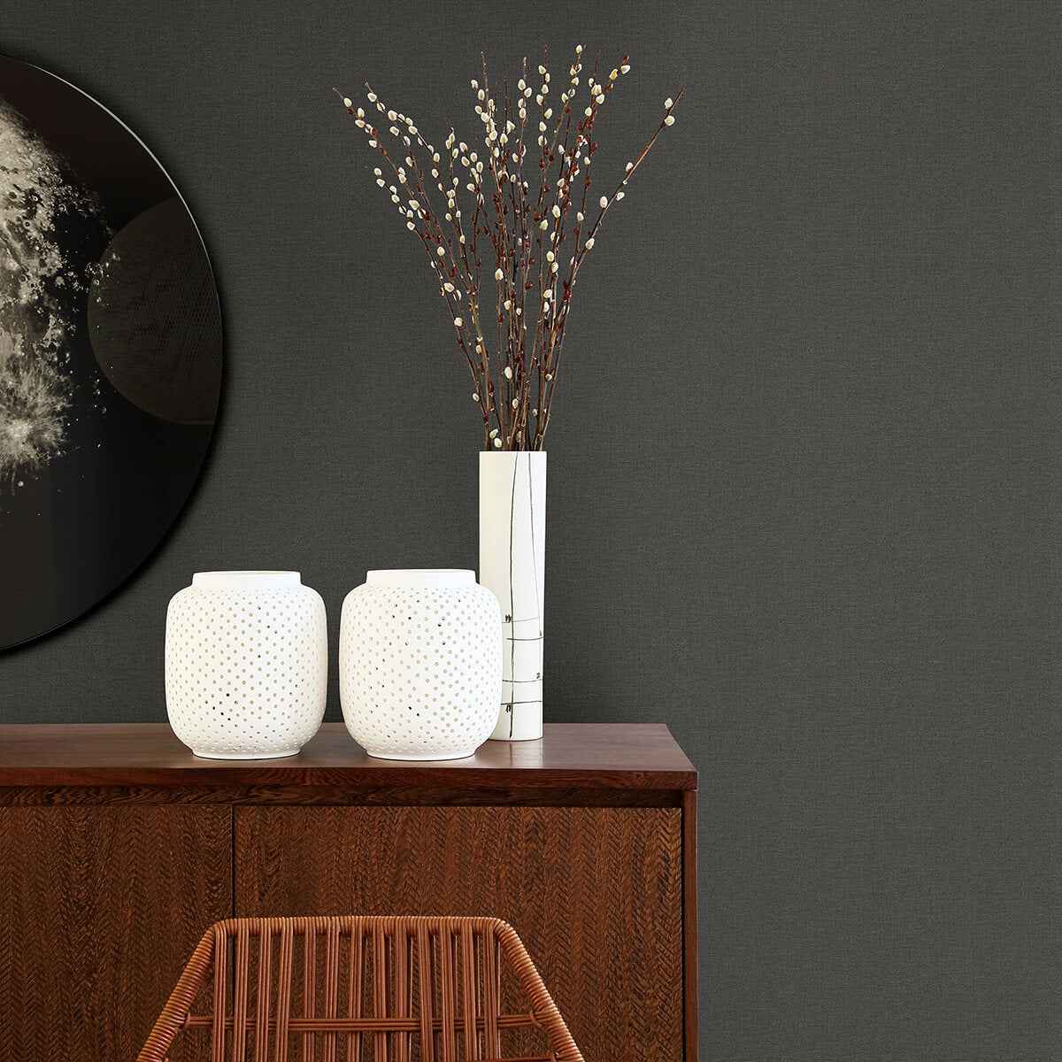 Meade Charcoal Fine Weave Wallpaper - York Wallcoverings - 2971-86317 - York Wallcoverings Wallpaper