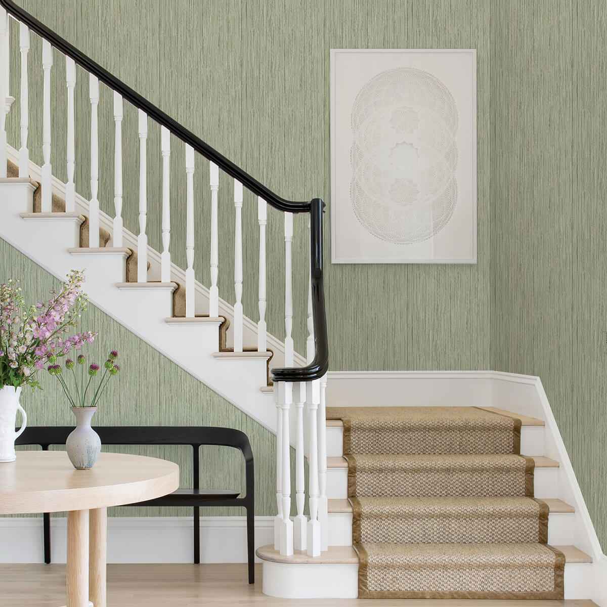 Justina Green Faux Grasscloth Wallpaper - York Wallcoverings - 2971-86344 - York Wallcoverings Wallpaper