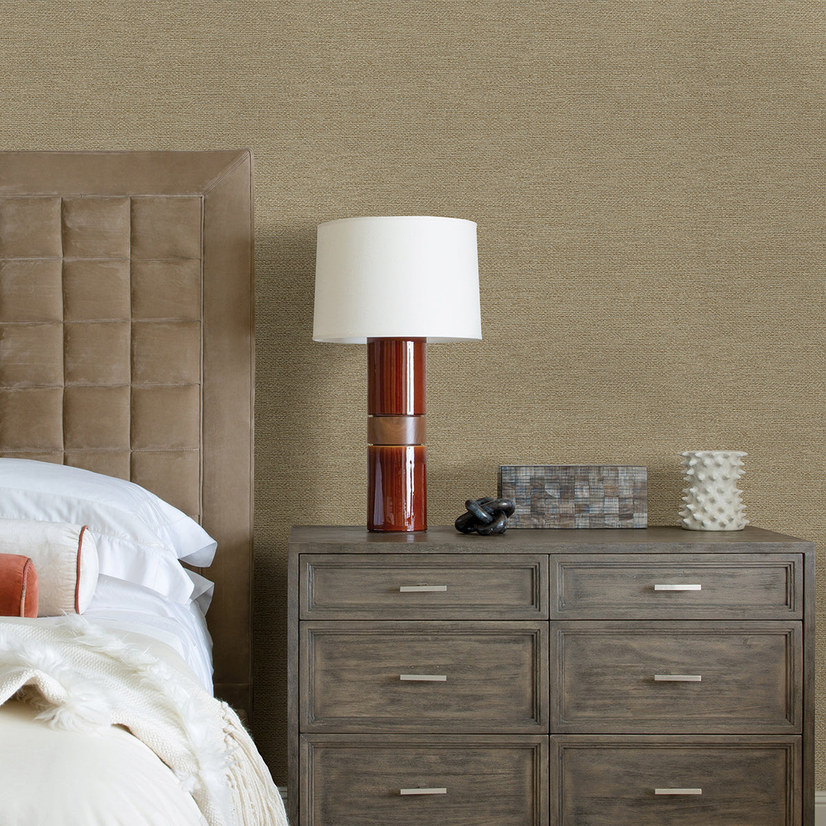 Jordan Gold Faux Tweed Wallpaper  | Brewster Wallcovering - The WorkRm