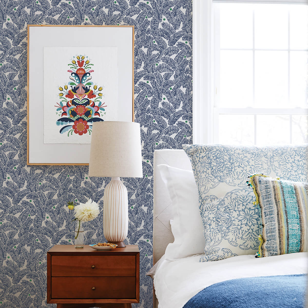 Navy Fernanda Peel and Stick Wallpaper - York Wallcoverings - NUS4158 - York Wallcoverings Wallpaper