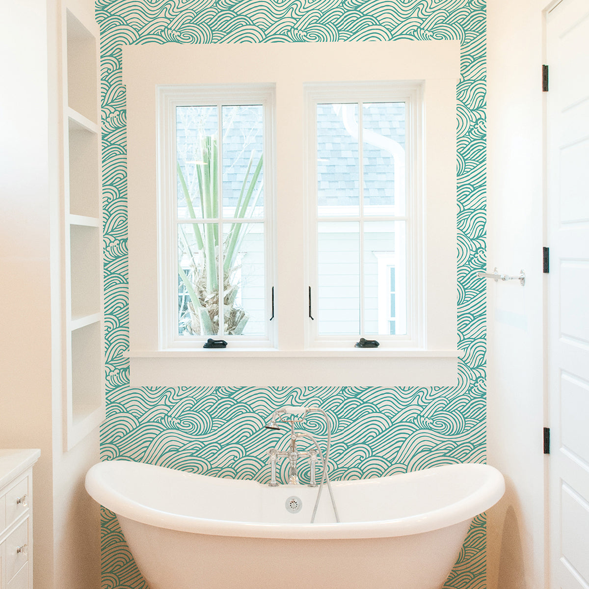 Teal Saybrook Peel and Stick Wallpaper  | Brewster Wallcovering - The WorkRm