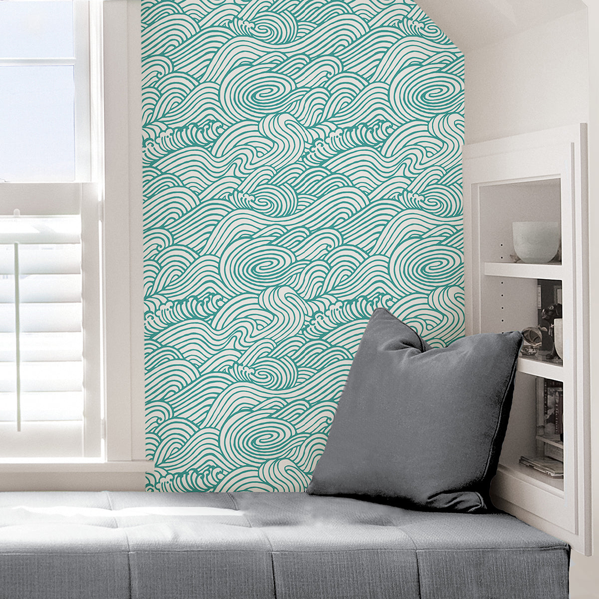 Teal Saybrook Peel and Stick Wallpaper - Brewster Wallcovering