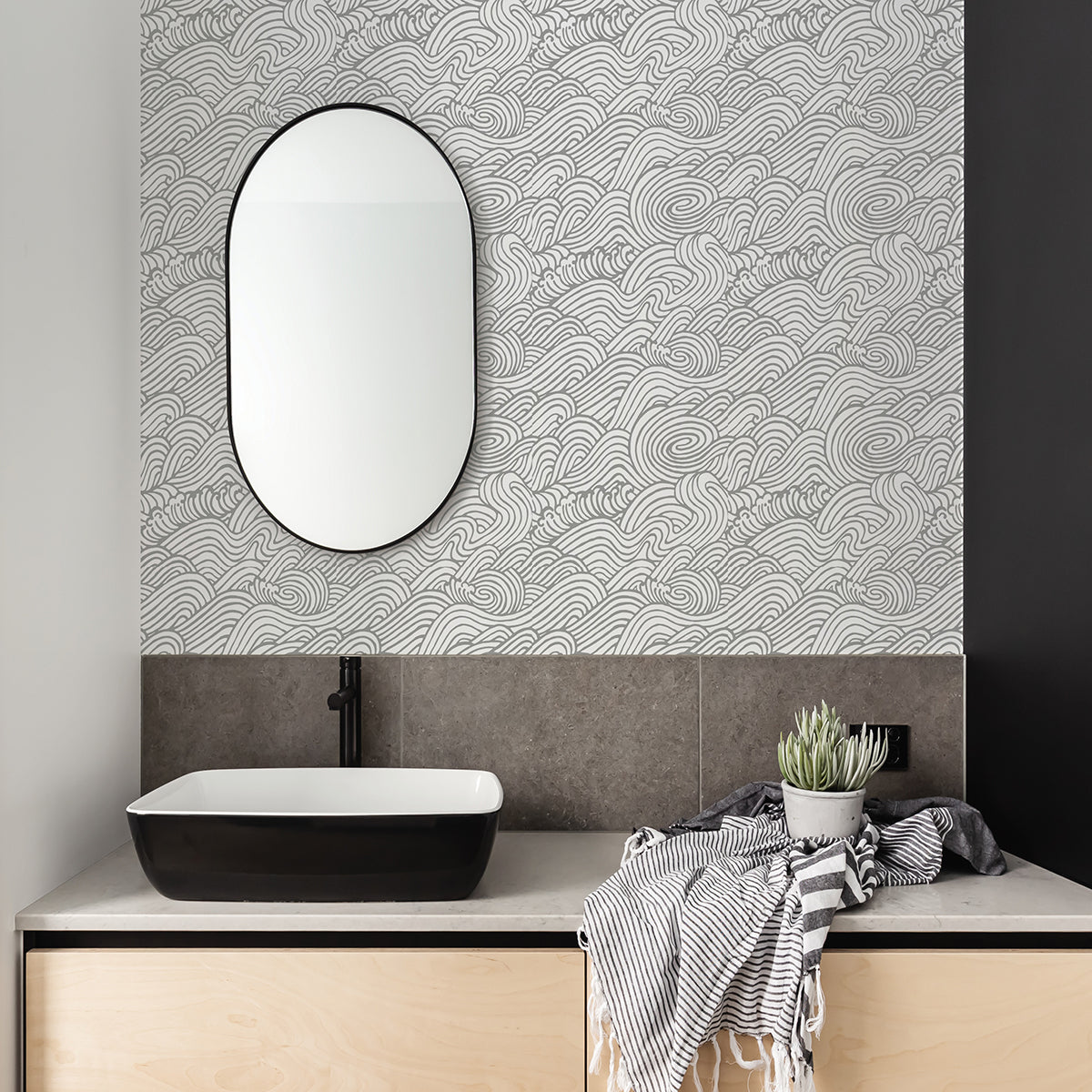 Grey Saybrook Peel and Stick Wallpaper  | Brewster Wallcovering - The WorkRm