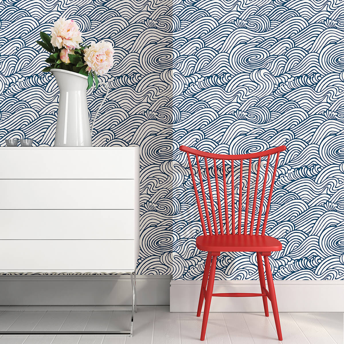 Navy Saybrook Peel and Stick Wallpaper - York Wallcoverings - NUS3562 - York Wallcoverings Wallpaper