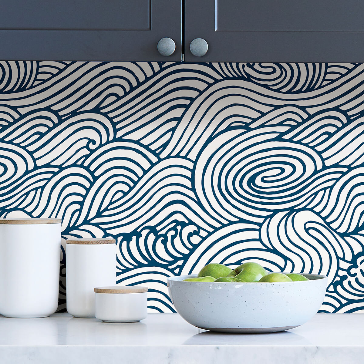 Navy Saybrook Peel and Stick Wallpaper - York Wallcoverings - NUS3562 - York Wallcoverings Wallpaper