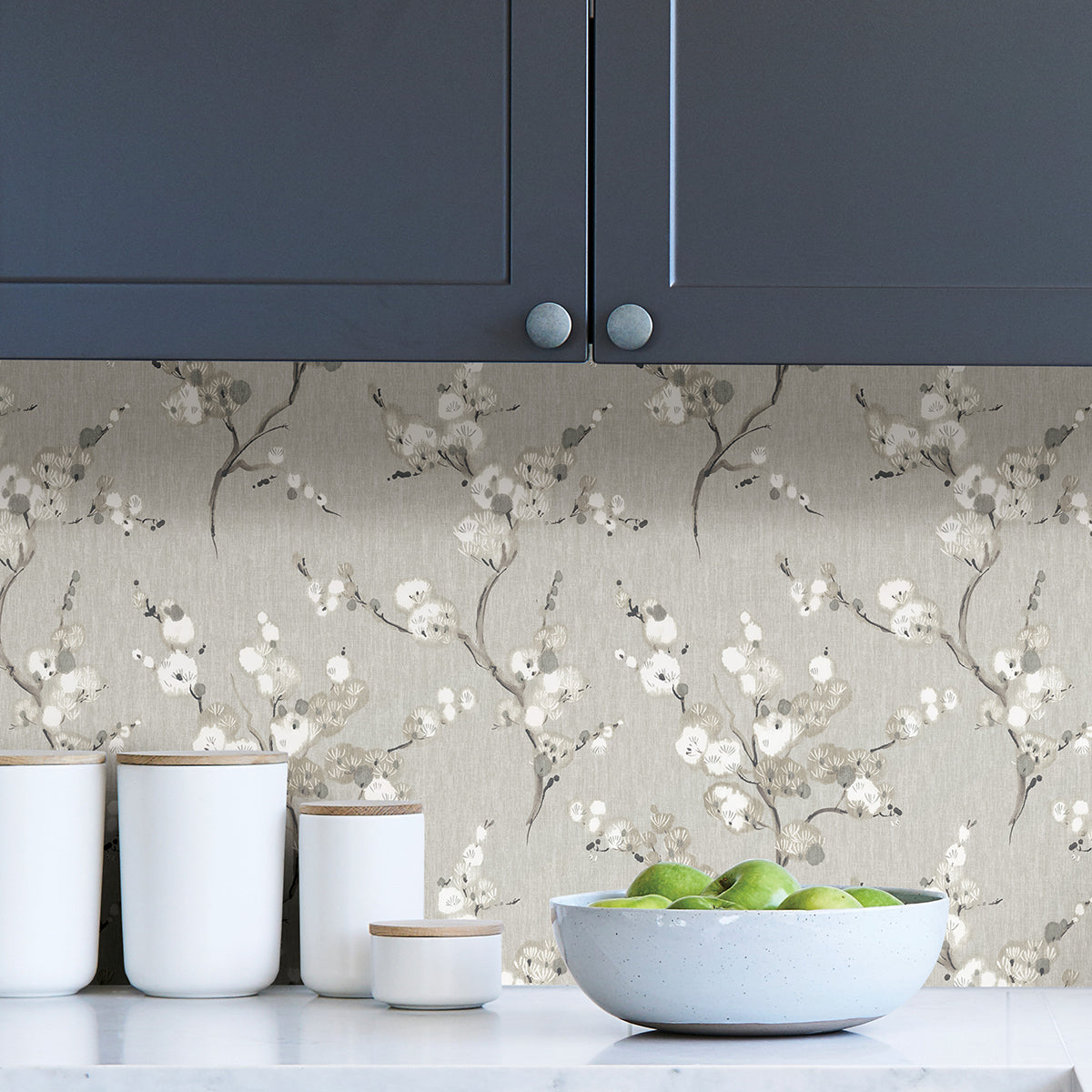 Grey Mirei Peel and Stick Wallpaper - Brewster Wallcovering