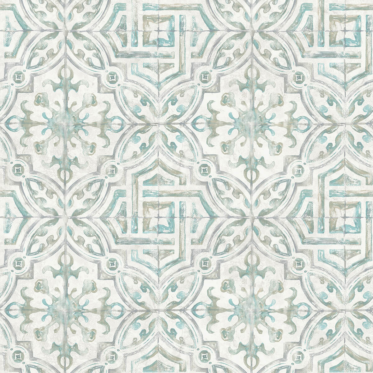 Teal and Grey Landondale Peel and Stick Wallpaper - York Wallcoverings - NUS4395