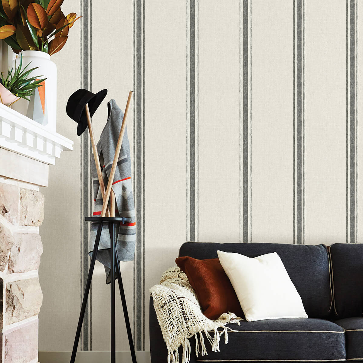 Charcoal Langston Peel and Stick Wallpaper - York Wallcoverings - NUS4398 - York Wallcoverings Wallpaper