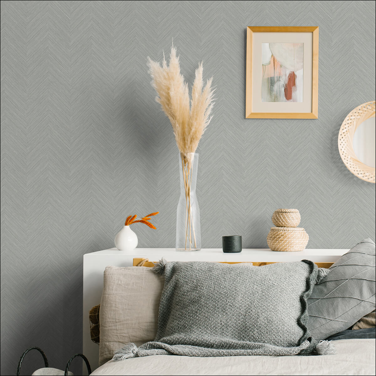Taupe and Blue Sampson Peel and Stick Wallpaper - York Wallcoverings - NUS4400 - York Wallcoverings Wallpaper