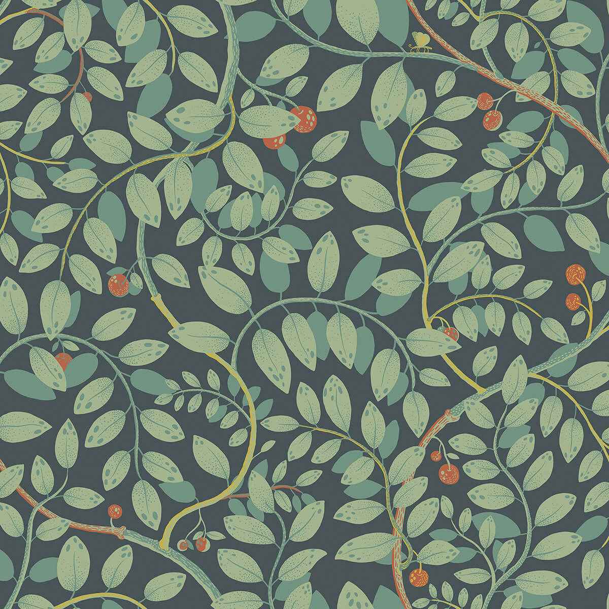 Kirke Turquoise Leafy Vines Wallpaper - York Wallcoverings - 2932-65105
