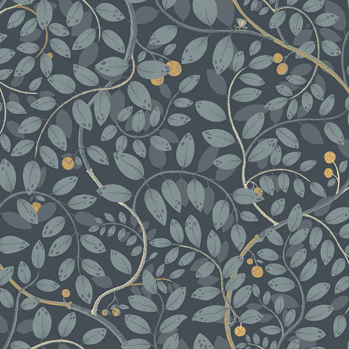 Kirke Blue Leafy Vines Wallpaper - York Wallcoverings - 2932-65106