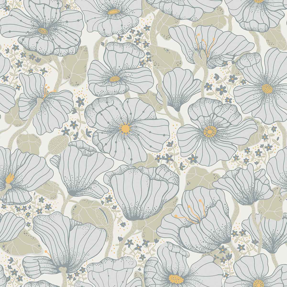 Matilda Blue Poppy Fields Wallpaper - York Wallcoverings - 2932-65110 - York Wallcoverings Wallpaper