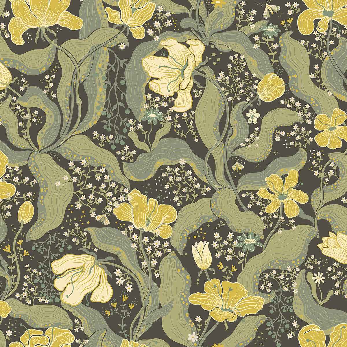 Bodri Green Tulip Garden Wallpaper - York Wallcoverings - 2932-65113 - York Wallcoverings Wallpaper
