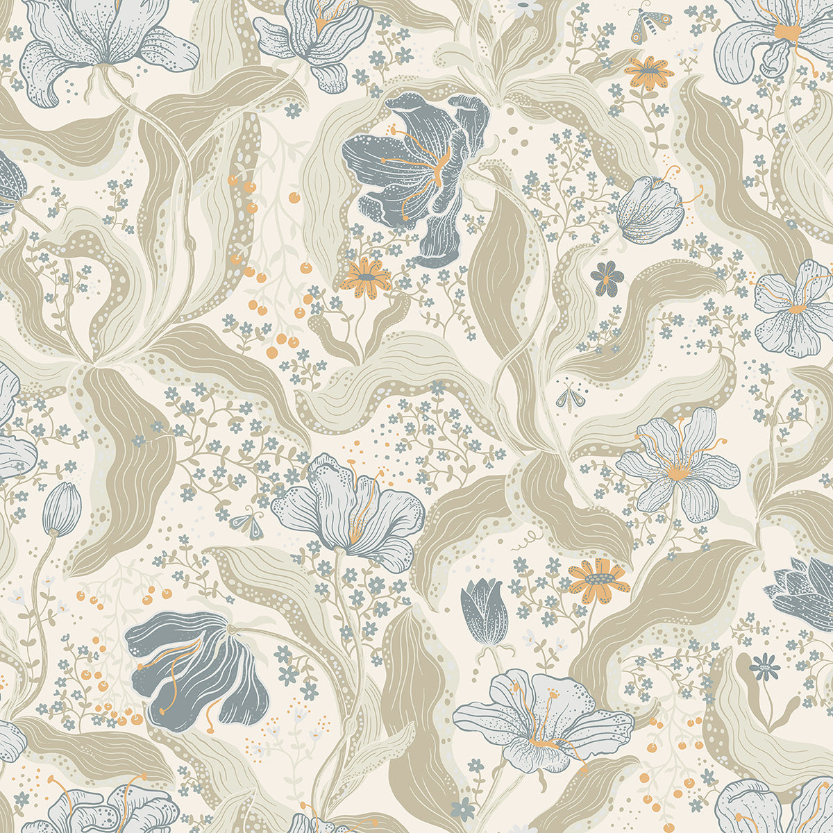 Bodri Light Blue Tulip Garden Wallpaper - York Wallcoverings - 2932-65115
