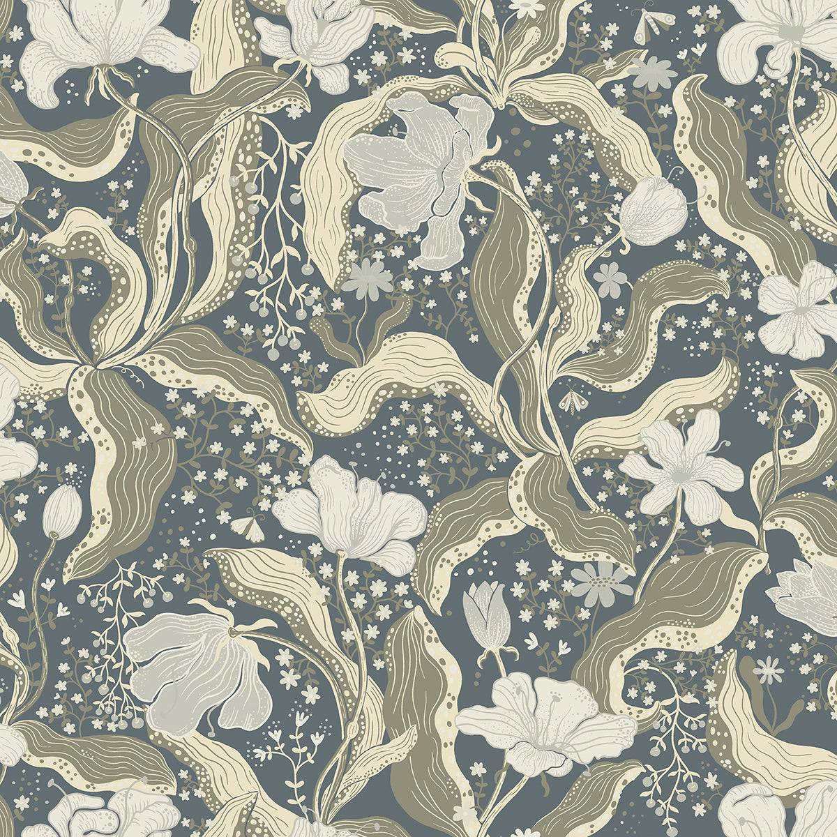 Bodri Blue Tulip Garden Wallpaper - York Wallcoverings - 2932-65117