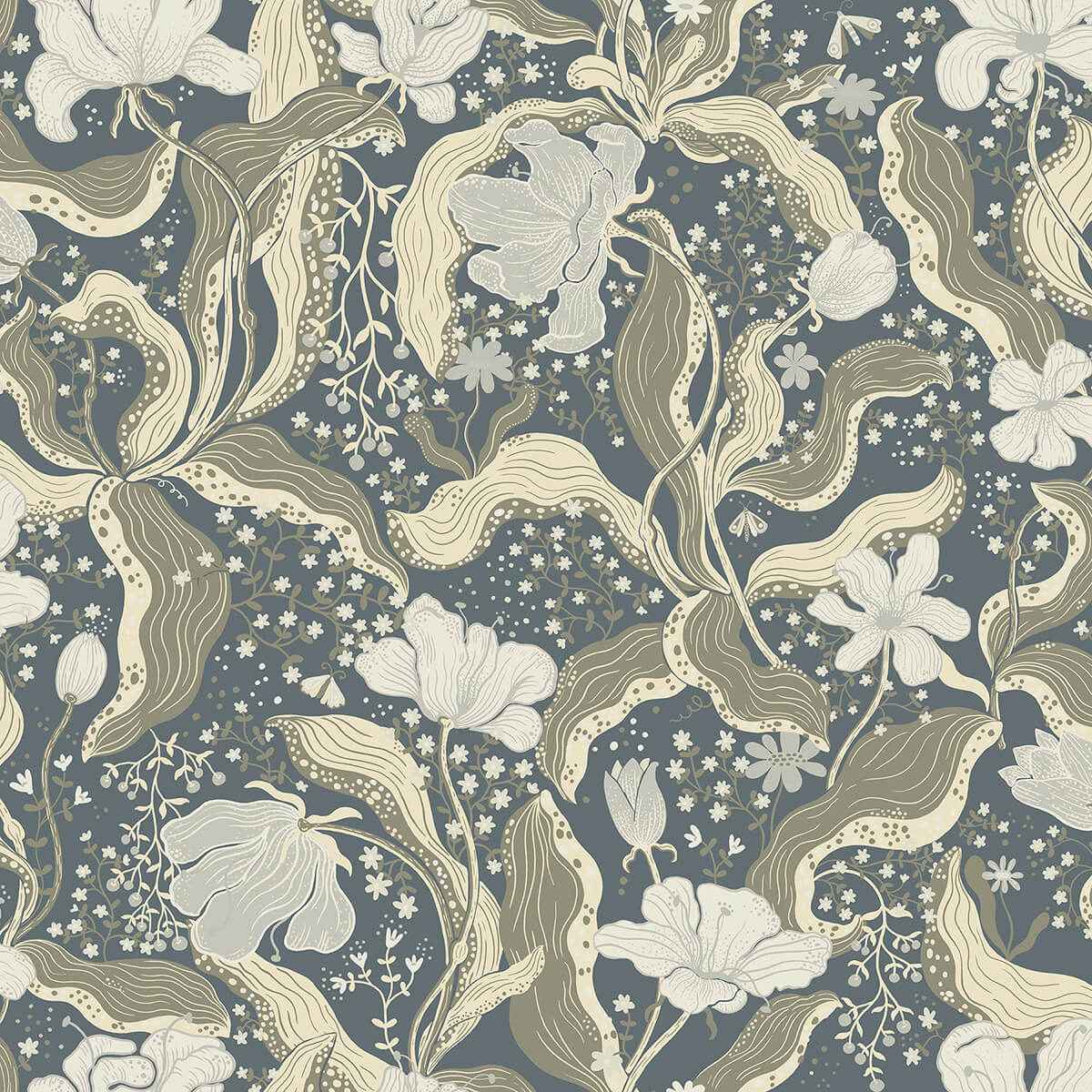 Bodri Blue Tulip Garden Wallpaper - York Wallcoverings - 2932-65117