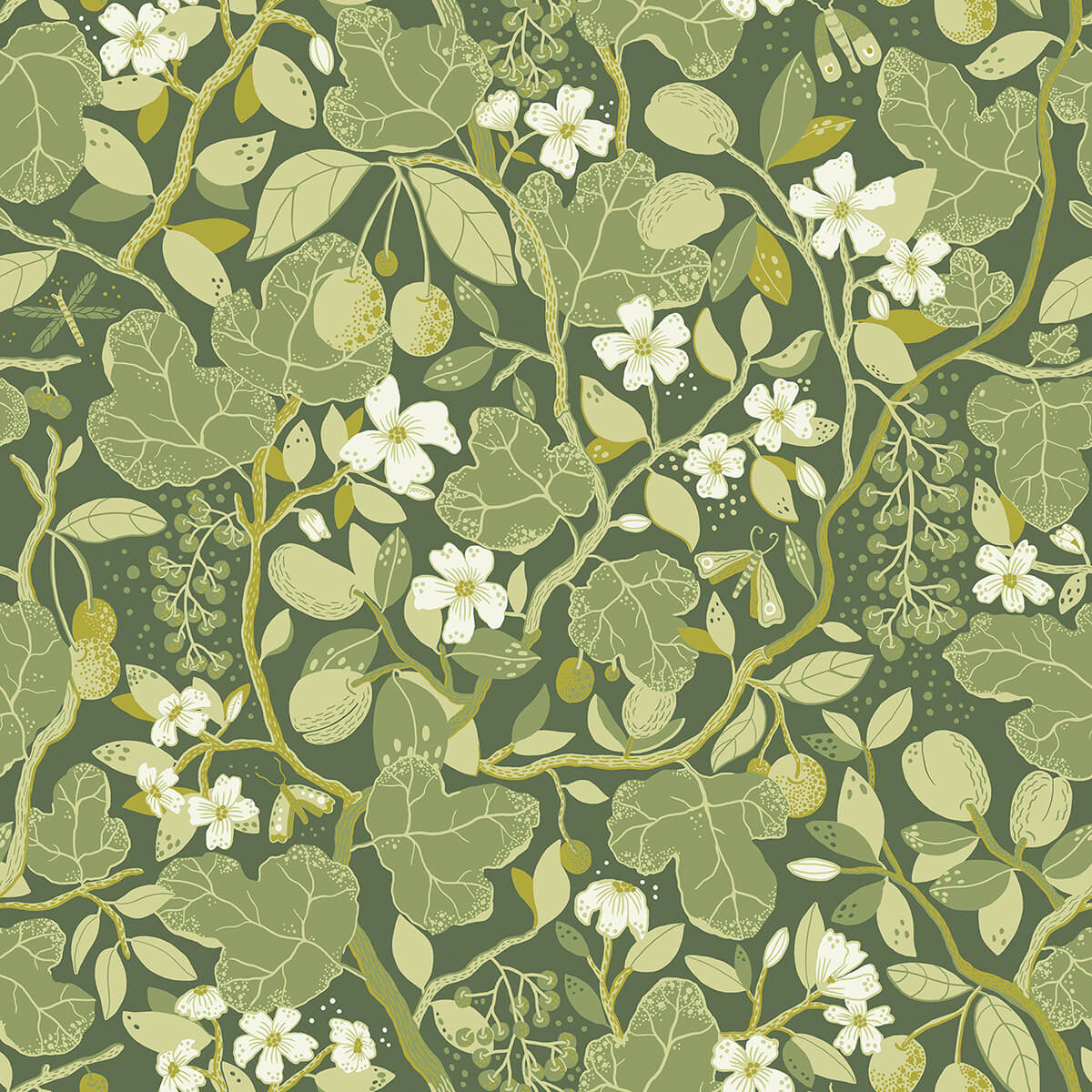 ewald-green-garden-vines-wallpaper-york-wallcoverings-2932-65121 - York Wallcoverings Papel pintado