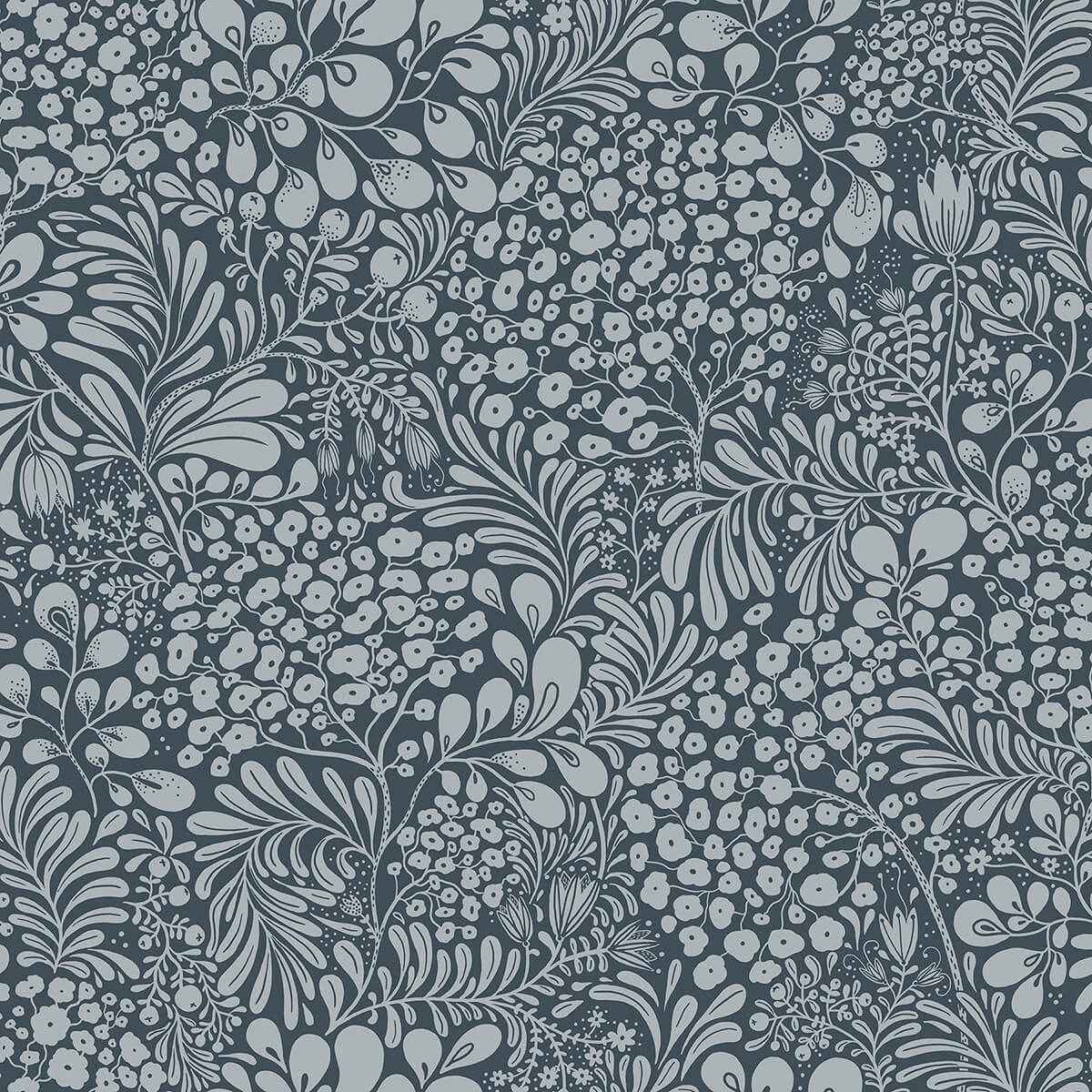 Siv Dark Blue Botanical Wallpaper - York Wallcoverings - 2932-65129 - York Wallcoverings Wallpaper