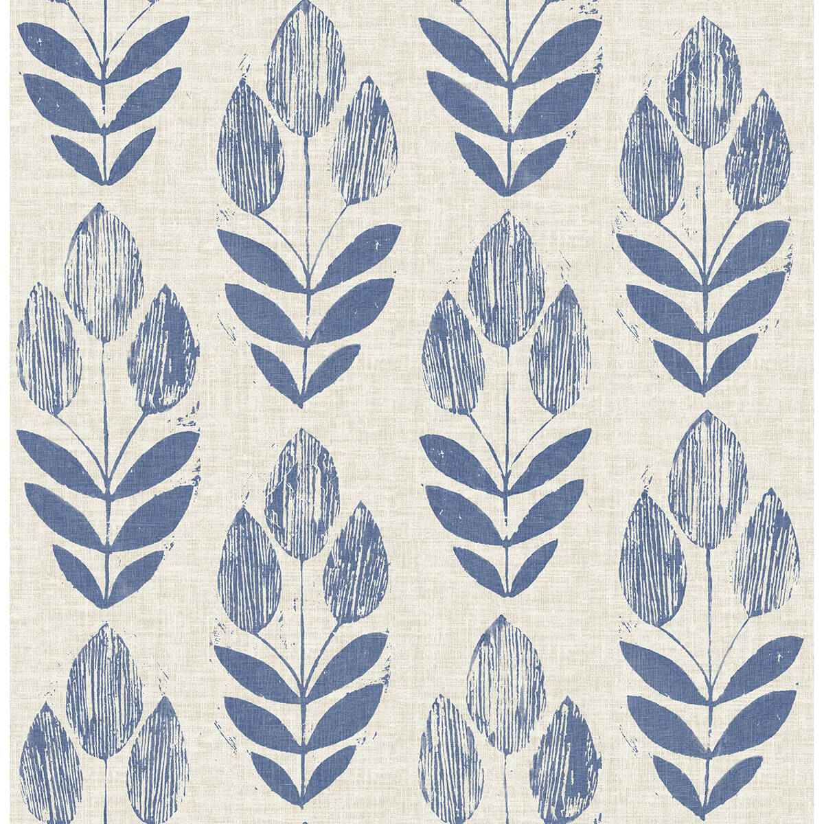 Blue Folk Tulip Peel and Stick Wallpaper - York Wallcoverings - NUS4288