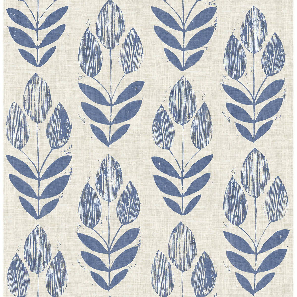 Blue Folk Tulip Peel and Stick Wallpaper - York Wallcoverings - NUS4288 - York Wallcoverings Wallpaper